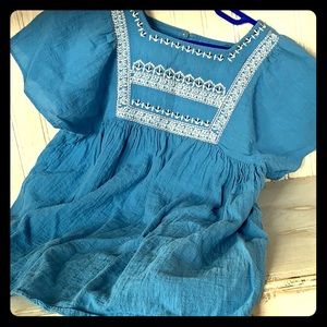 Girls 3T blue embroidered tunic